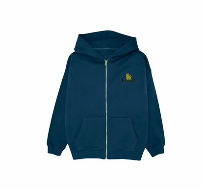 Petrol Blue Zippered Hoodie "EL PUTO AMO / INVENCIBLE"