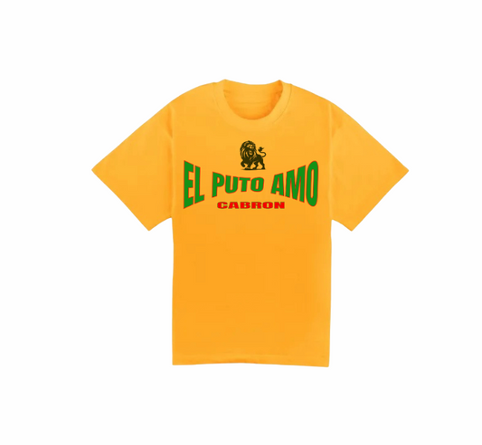 Camiseta "El Puto Amo / Cabrón" con Gráfico de León - Mostaza