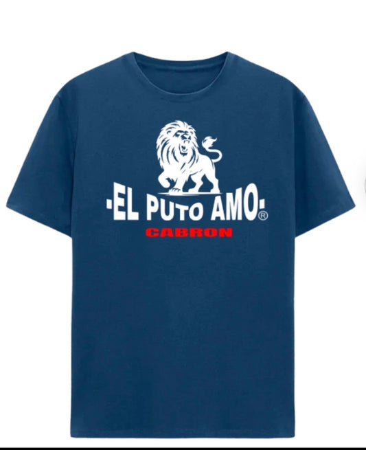 Navy Blue "Badass / Motherfucker" T-shirt with Lion Graphic and "Invincible" on the Back
