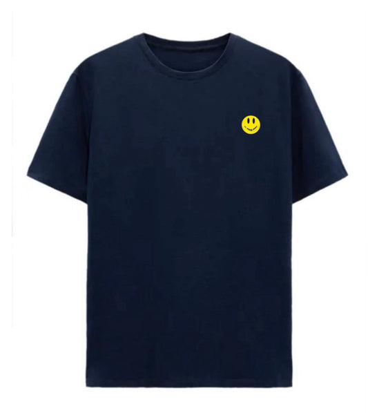 Camiseta Azul Marino Acid House - Diseño Dual con Actitud