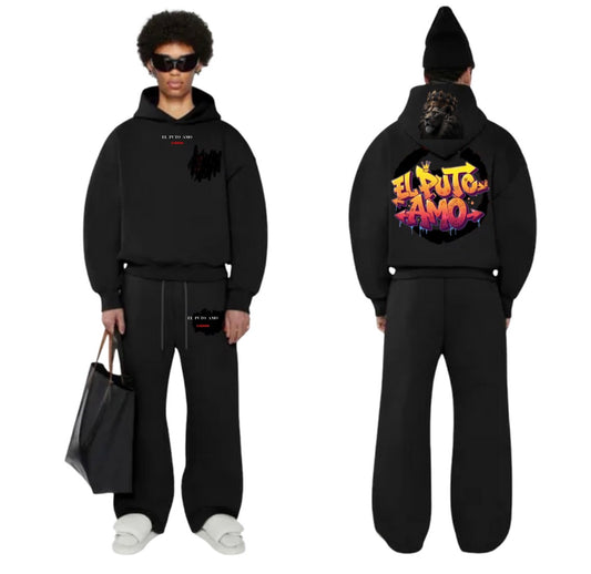 Chándal Negro Grafiti "EL PUTO AMO" (Sudadera + Jogger)