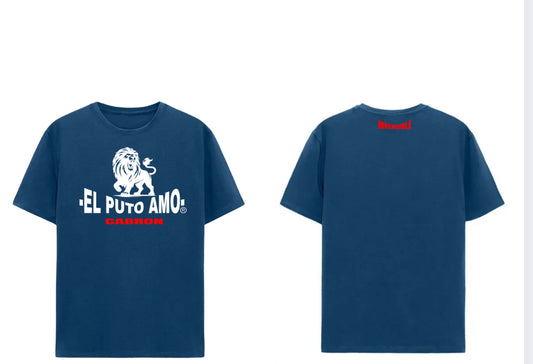 Navy Blue "Badass / Motherfucker" T-shirt with Lion Graphic and "Invincible" on the Back